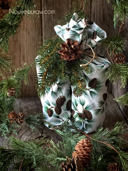 how to wrap gifts with Christmas material 