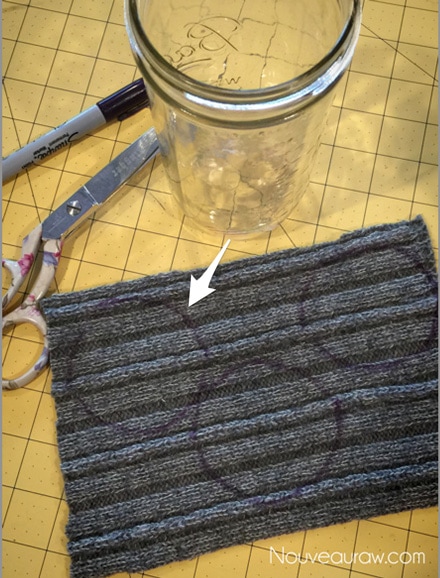 I traced around the base of the jar onto the sweater