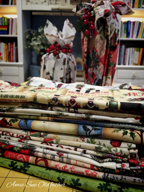 stacks of fabric wrapping paper ready to go