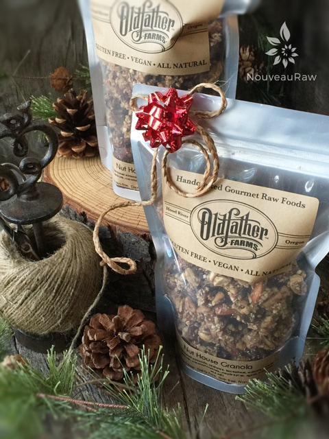 raw gluten-free Nut House Granola packaged for gifting giving