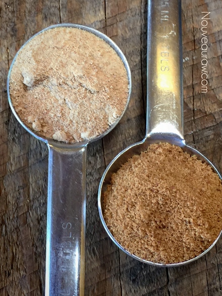 measuring spoons filled with coconut crystals
