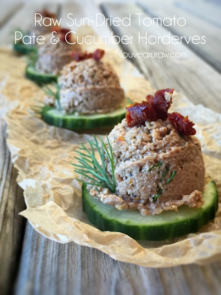 Raw, gluten free, vegan Sun-Dried Tomato Pate and Cucumber Horderves