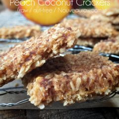 vegan nut-free raw gluten-free crackers, cinnamon peach coconut crackers