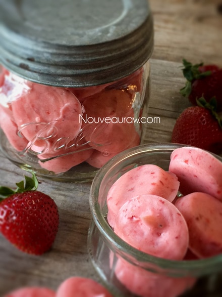 Easy to make, Coconut Strawberry Chips -thyroid health- displayed in an old mason jar
