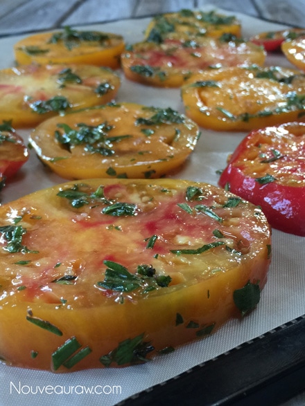 yellow partly dehydrated heirloom tomatoes