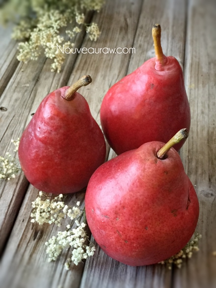 Perfectly ripe, sweet, juicy red pears
