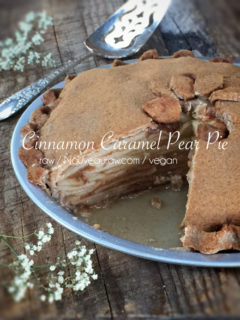 Raw, Vegan Cinnamon Caramel Pear Pie from Nouveau Raw