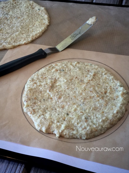 creating the bread for the raw vegan gluten-free Italian Pizza Pockets