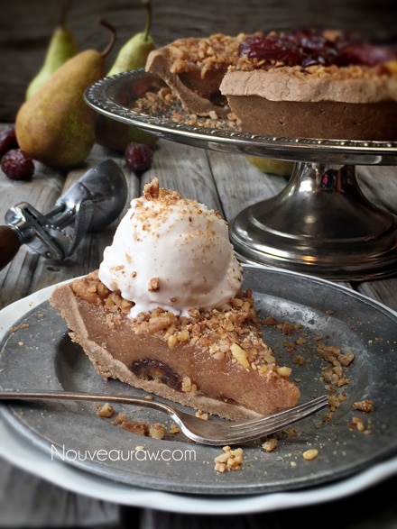 Add a dollop of raw ice cream to take it over the top of the Medjool Date & Pear Praline Pie