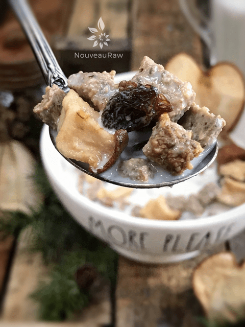 a spoon of raw vegan Cinnamon-Raisin-Winter-Pear-Cereal-4