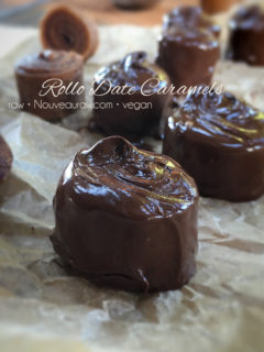 Raw, gluten-free, nut-free, vegan rollo date caramels