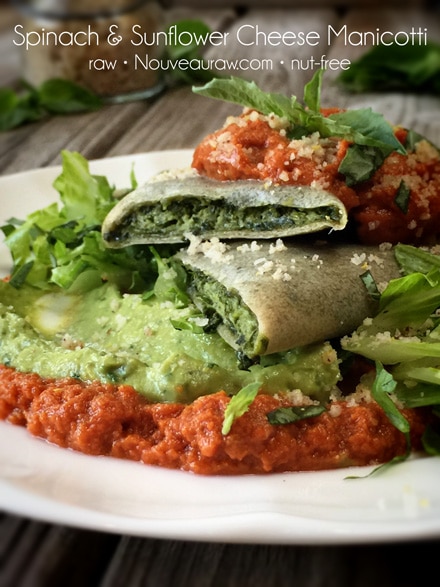 Spinach & Sunflower Cheese Manicotti is vegan, gluten-free and delicious
