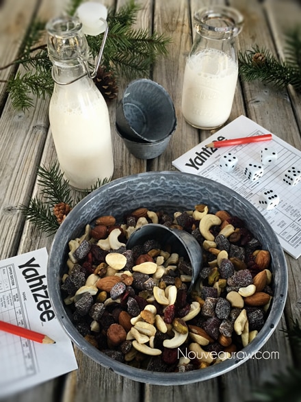 Game Night Trail Mix with yahtzee game