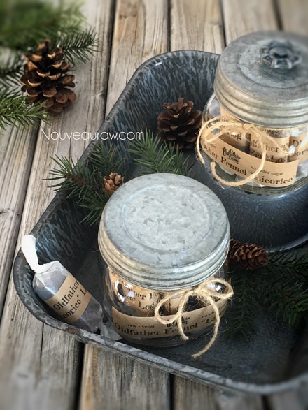Oldfather “Licorice” Logs wrapped in wax paper and placed in jars for give giving