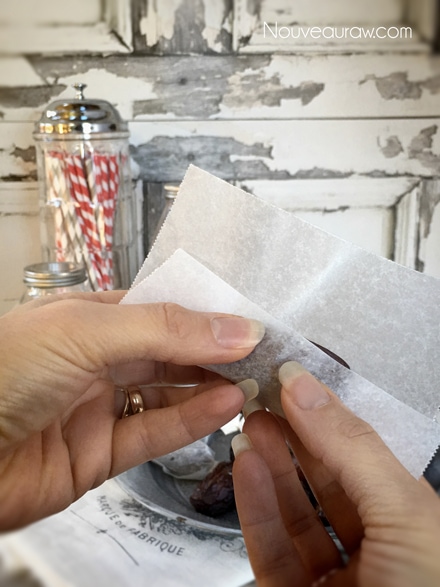 wrapping the candy in parchment paper