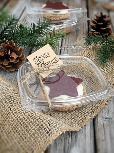 raw vegan Peppermint Dream Almond Butter Cookies packaged for gift giving