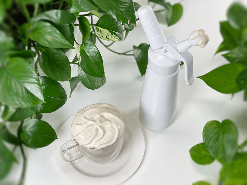vegan cashew whipped cream in ISI canister
