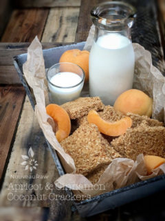 vegan nut-free raw gluten-free crackers, apricot and cinnamon coconut crackers