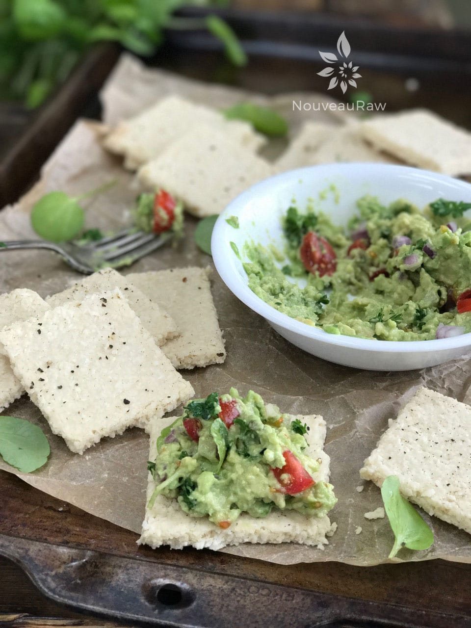 Crackers and guacamole 