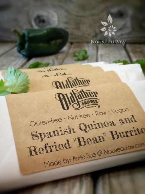 close up of packaging the Spanish Quinoa and Refried "Bean" Burrito once dehydrated