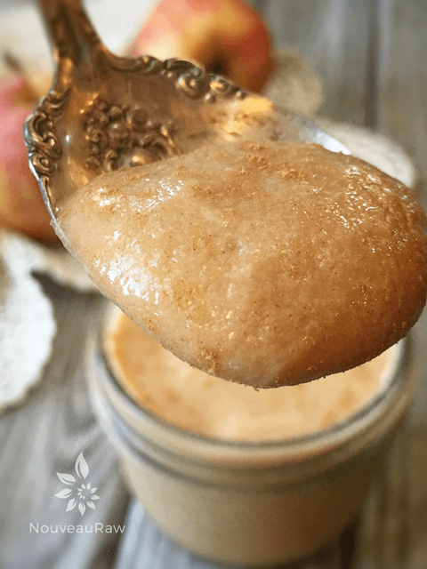close up spoonful Cinnamon Apple Pear Sauce