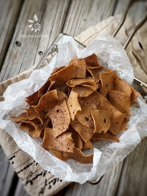 vegan a wire basket of Mexican Chili Cheese Chips