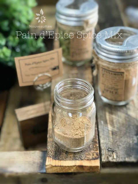 homemade Pain d’Epice Spice Mix in tiny mason jars