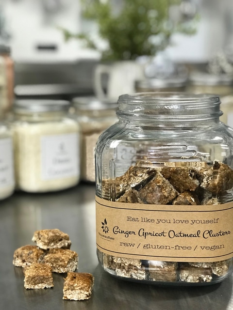 raw, gluten-free, vegan Ginger Apricot Oatmeal Clusters