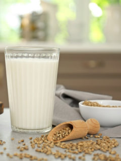 hemp seed milk in tall glass