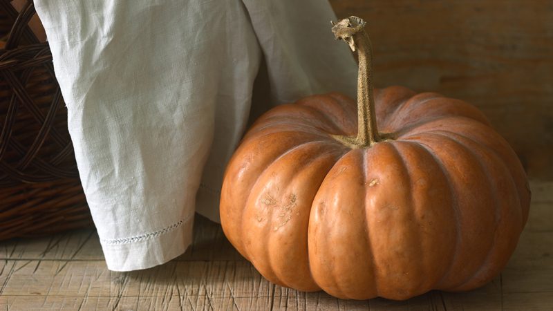 pumpkin-on-wooden-table-with-cloth