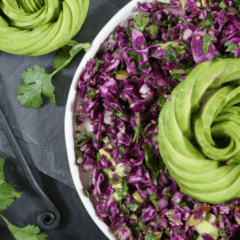 raw and vegan recipe for Red Cabbage and Parsley Salad