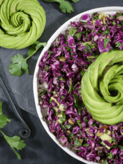 raw and vegan recipe for Red Cabbage and Parsley Salad