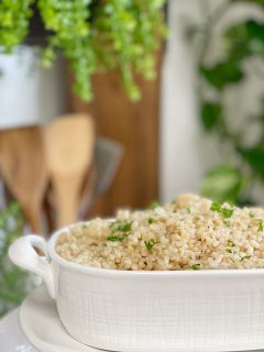 cooked vegan brown rice oil-free