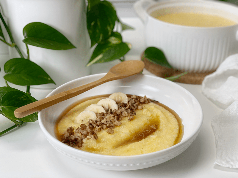 vegan polenta porridge, oil-free