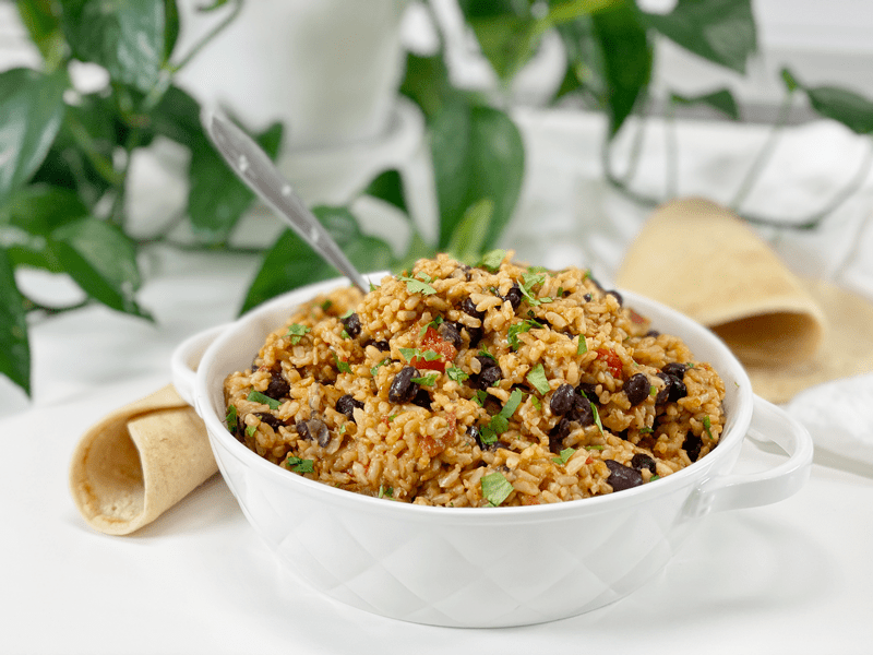 vegan oil-free Mexican rice and black beans