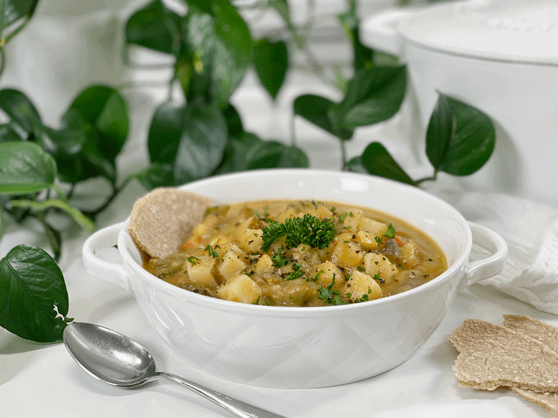 vegan gluten-free oil-free starch solution approved creamy cauliflower vegetable soup