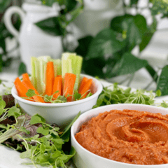 oil-free tahini-free red bell pepper hummus