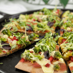 vegan gluten-free pizza crust with toppings