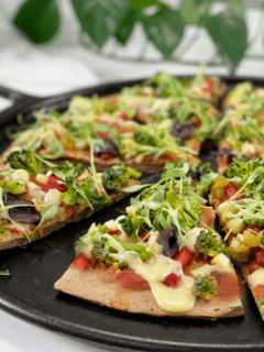 vegan gluten-free pizza crust with toppings