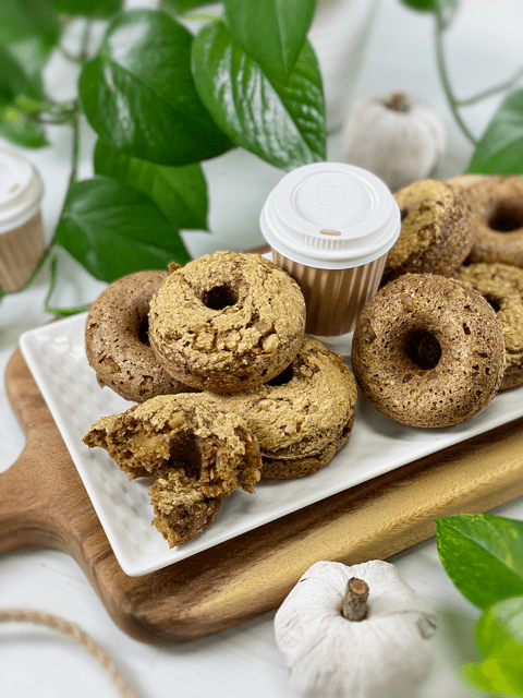 vegan gluten-free flour-free oil-free nut-free pumpkin and ginger donuts