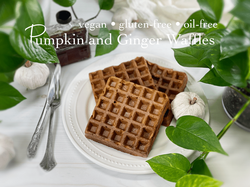 vegan gluten-free nut-free oil free pumpkin ginger waffles