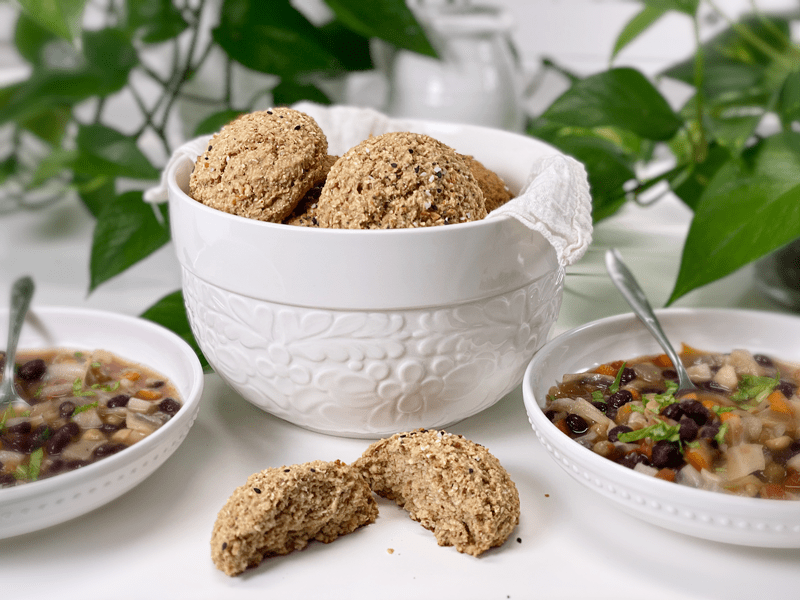 vegan gluten-free nut-free oil-free flour-free oat and buckwheat dinner rolls