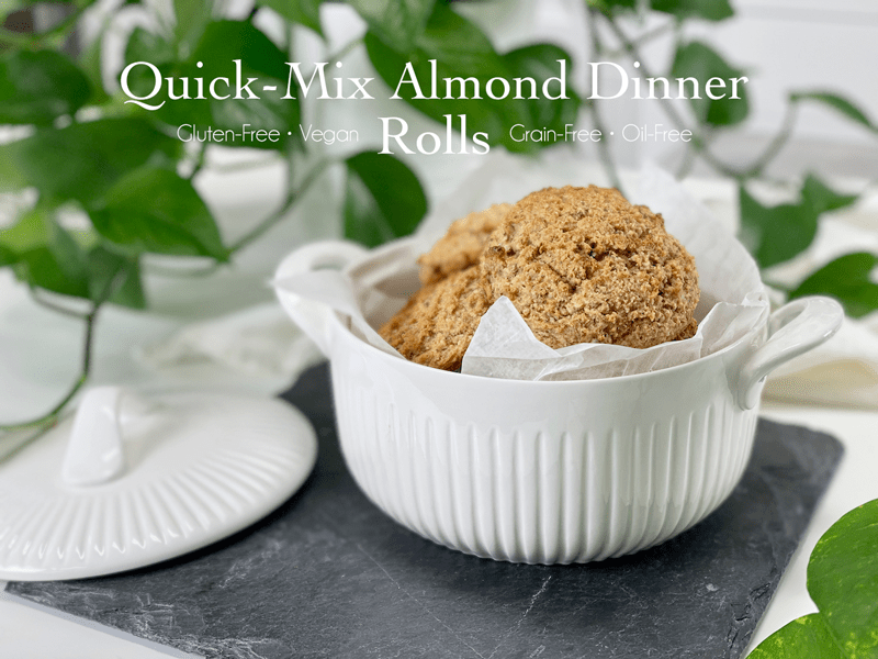 gluten-free vegan grain-free oil-free quick-mix almond dinner rolls