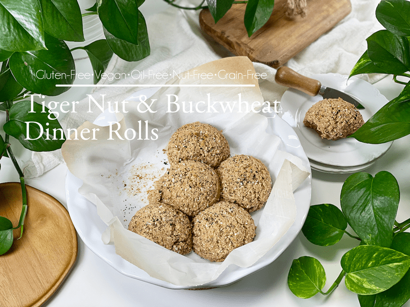 gluten-free vegan oil-free grain-free nut-free tiger nut and buckwheat dinner rolls