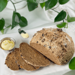 gluten-free vegan yeast-free nut-free lassy bread (molasses and golden raisin)