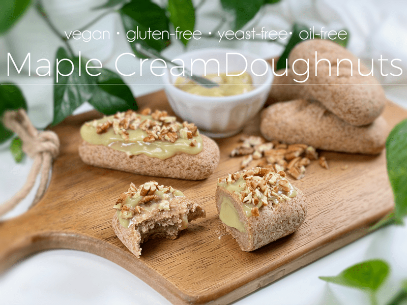 gluten-free, vegan, yeast-free, nutrient-dense maple cream doughnuts