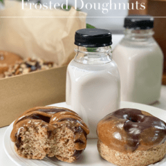 raw and baked vegan gluten-free oil-free yeast-free chocolate and caramel doughnuts