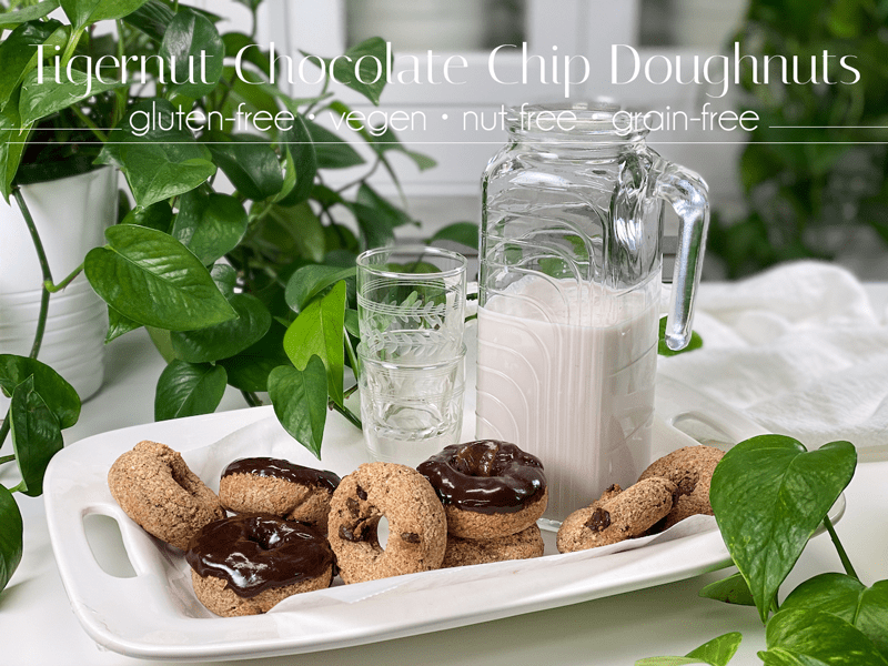 Tigernut Chocolate Chip Doughnuts vegan gluten-free nut-free grain-free oil-free